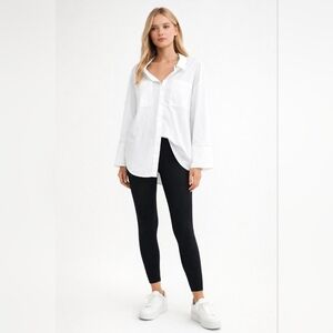 NWT Zara Size XS White Contrasting Topstitching Shirt